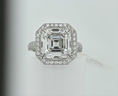7.17 Carat Asscher Cut Diamond Ring in Platinum, GIA
