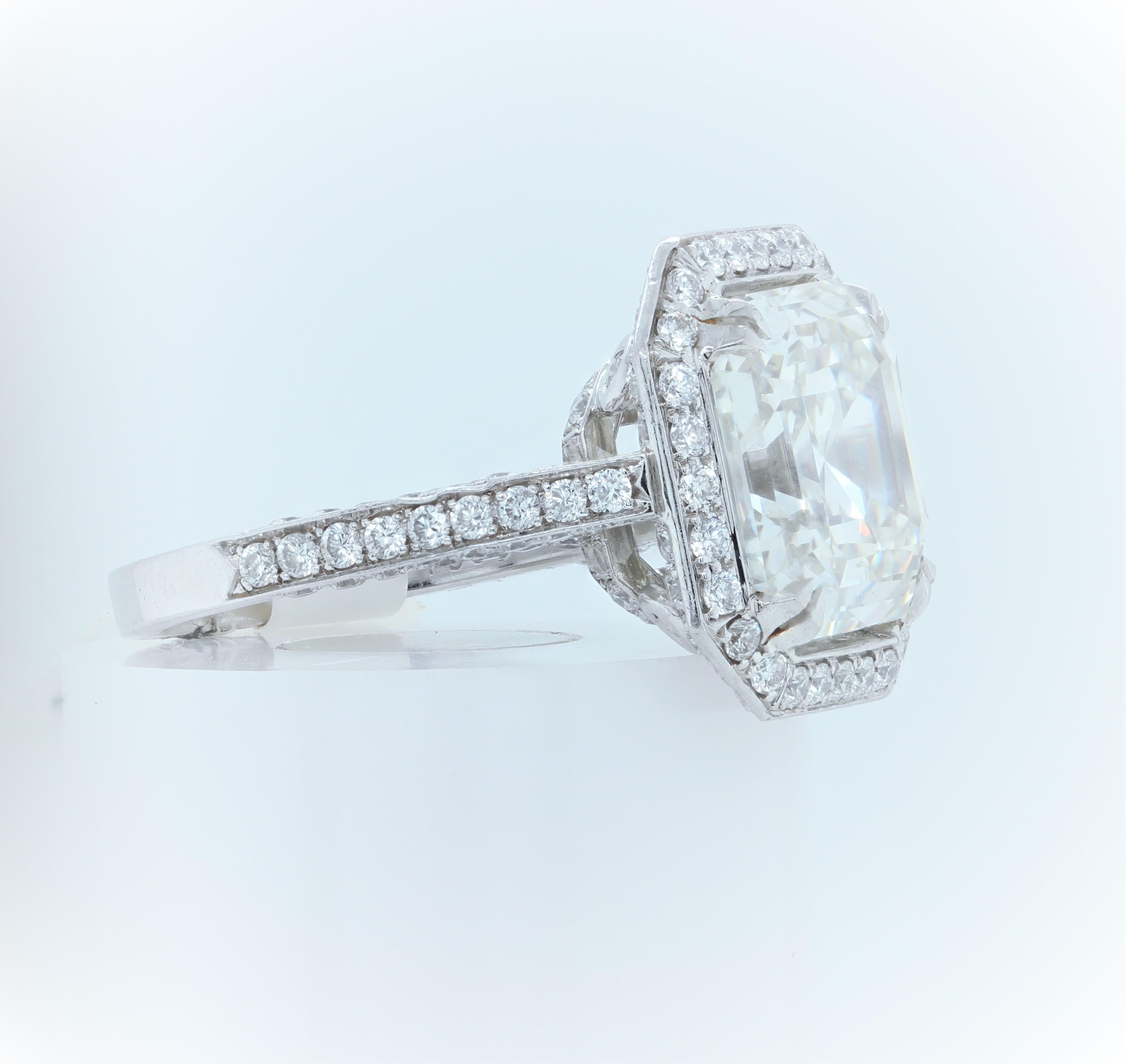 7,17 Karat Diamantring im Asscher-Schliff aus Platin, GIA im Zustand „Neu“ im Angebot in New York, NY