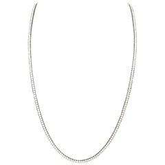 7.17 Carat Round Brilliant Cut Diamond Tennis Necklace 14 Karat White Gold