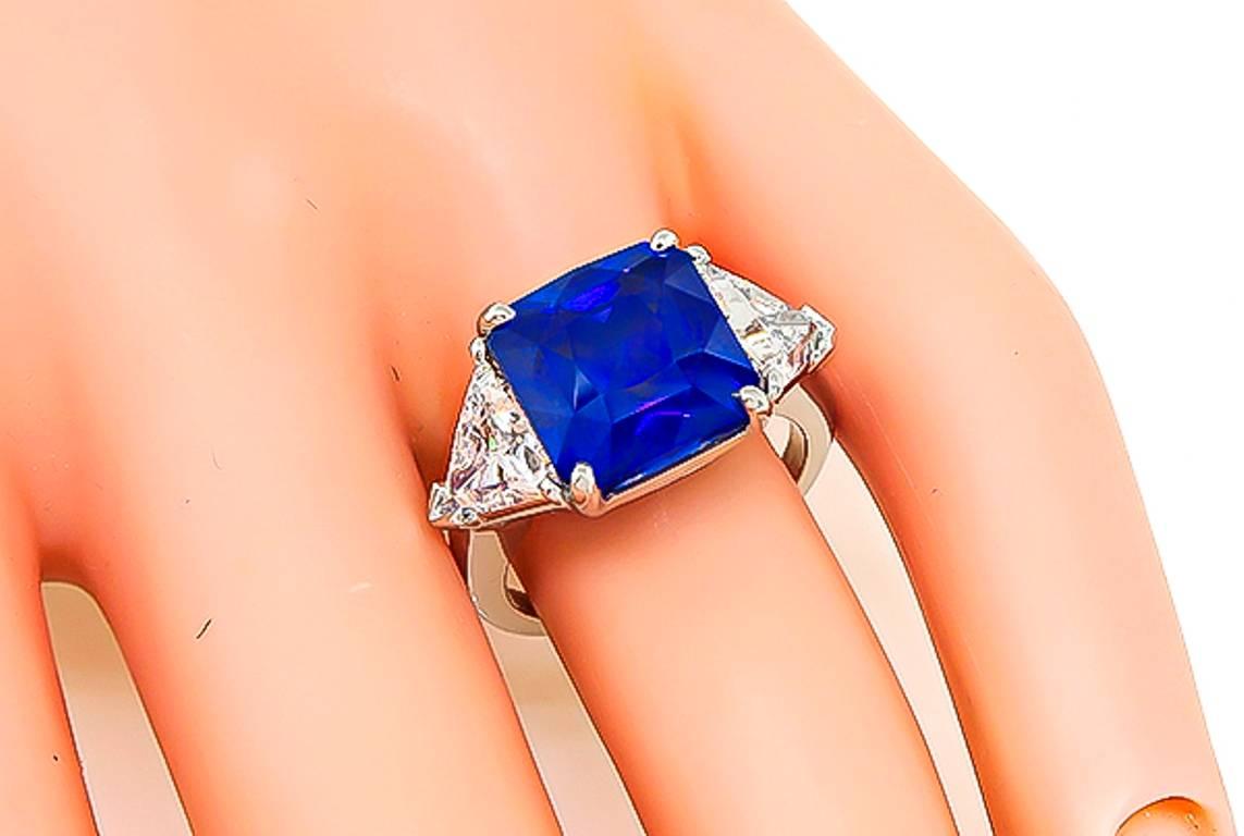 7.17 Carat Sapphire 2.07 GIA Certified Diamond Engagement Ring In New Condition For Sale In New York, NY