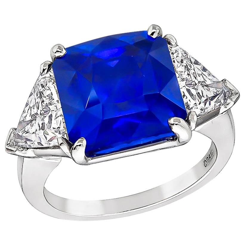 7.17 Carat Sapphire 2.07 GIA Certified Diamond Engagement Ring