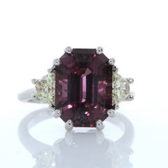 7.17 Carat Spinel Emerald Cut Diamond Ring In 18K White Gold