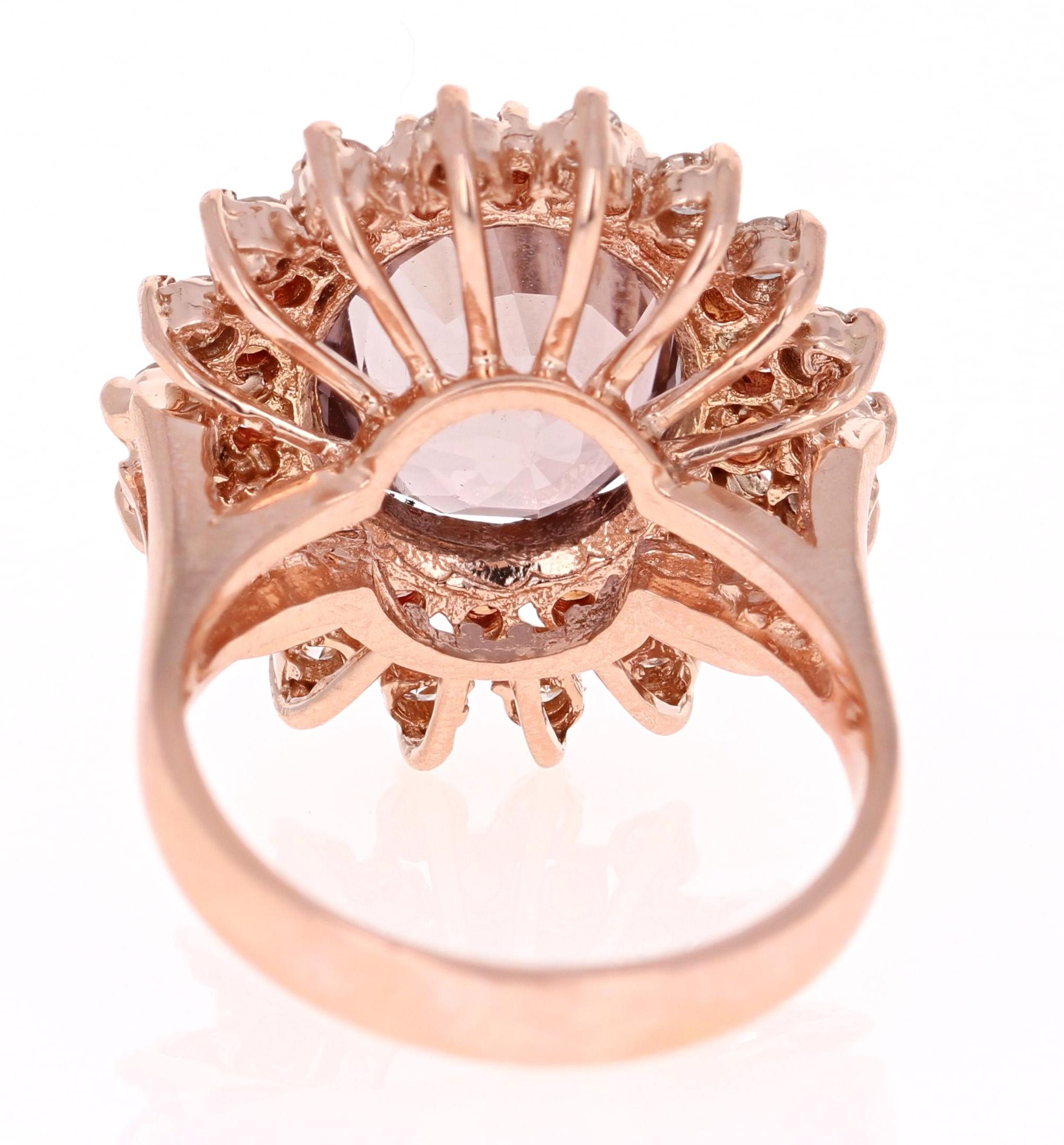 7.17 Karat Ovalschliff Turmalin Saphir Diamant Roségold Cocktail-Ring im Zustand „Neu“ im Angebot in Los Angeles, CA