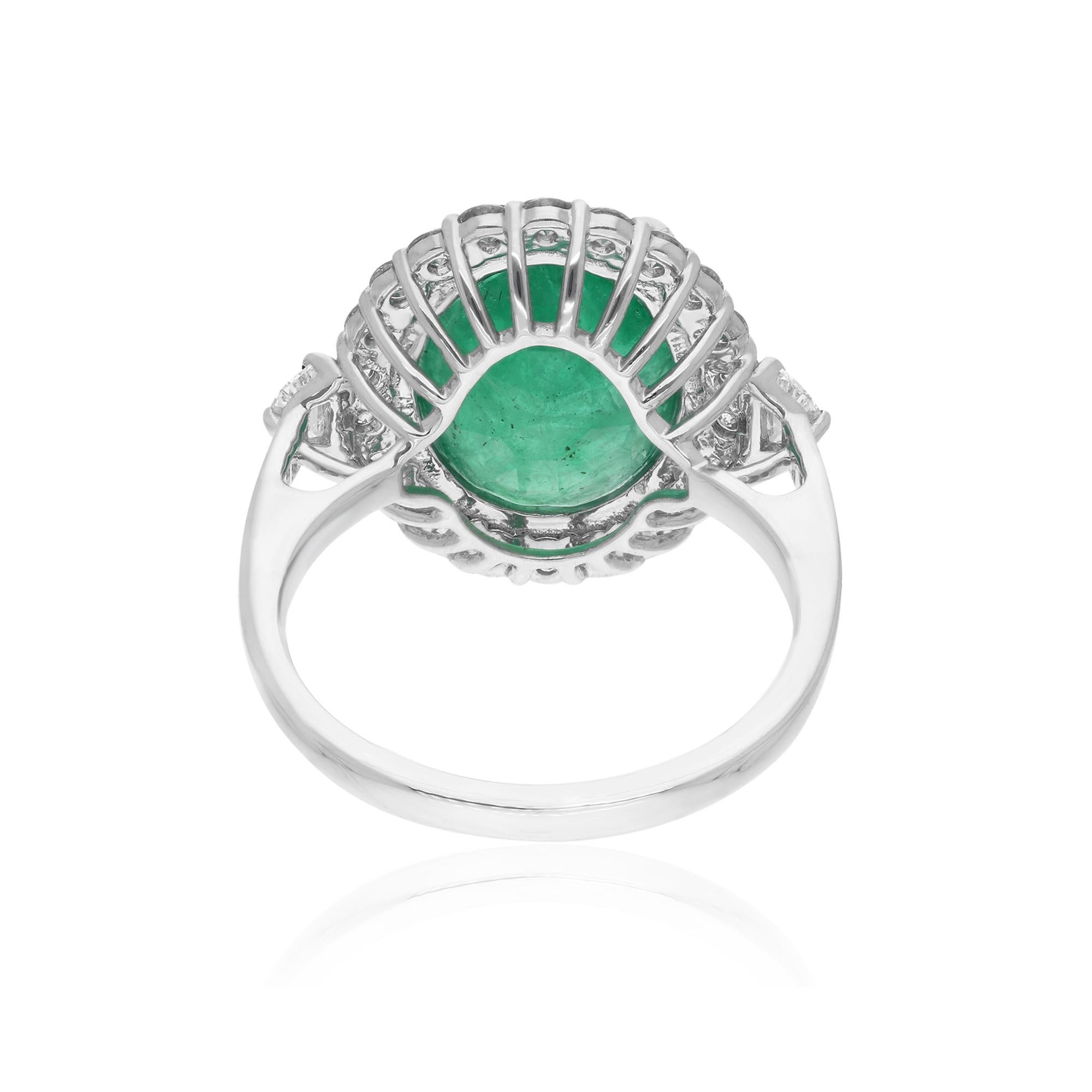 Im Angebot: 7,17 TCW sambischen Smaragd Diamant Halo Cocktail Edelstein Ring 18k Weißgold () 6