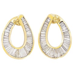 7.18 Carat Diamond and Gold Hoop Clip-On Earrings