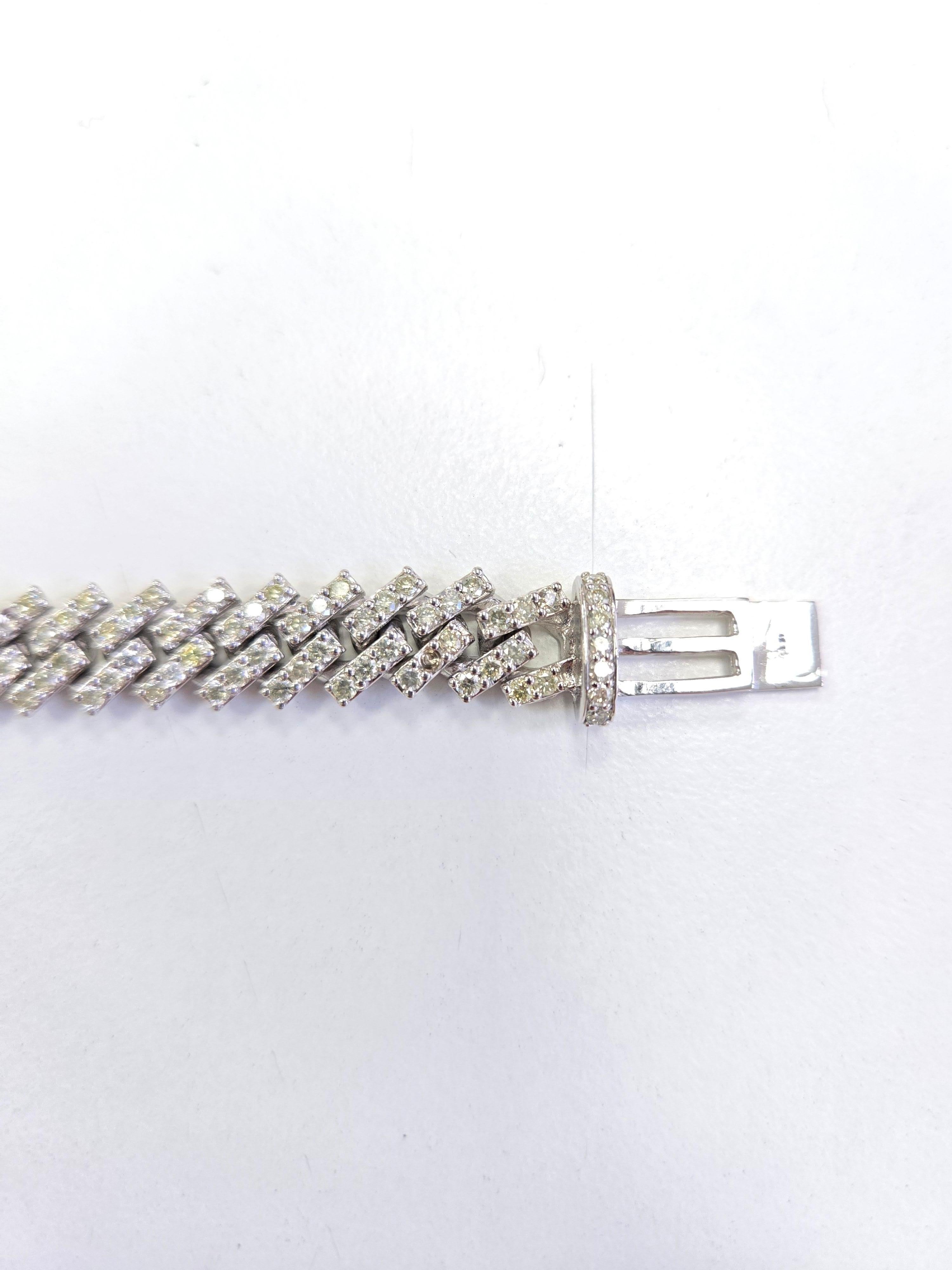 Bracelet cubain en or blanc massif 14 carats avec diamants naturels de 7,18 carats Unisexe en vente