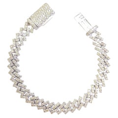 7.18 Carat Natural Diamond Cuban Bracelet Solid 14 Karat White Gold