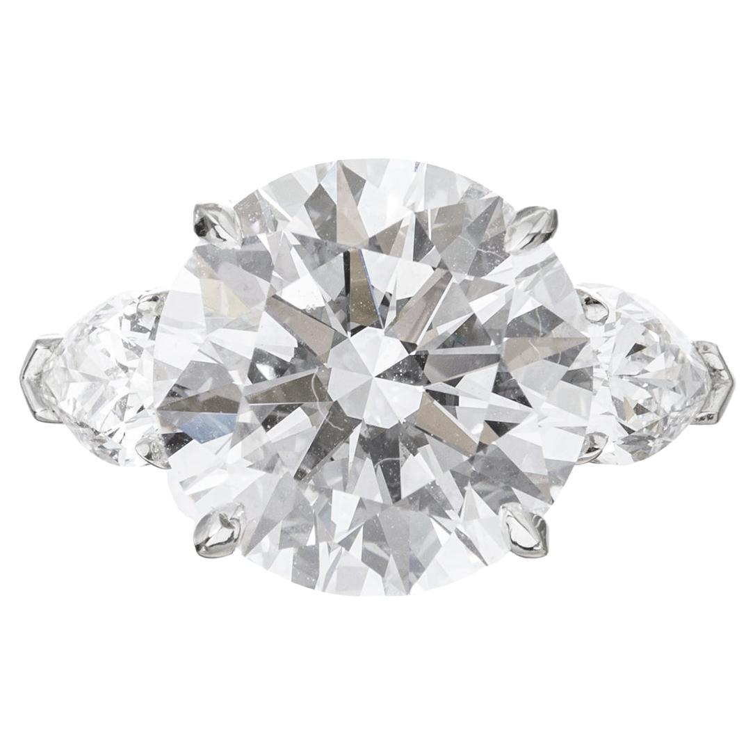 7.18 Carat E-Color Round Brilliant-Cut Diamond Engagement Ring For Sale