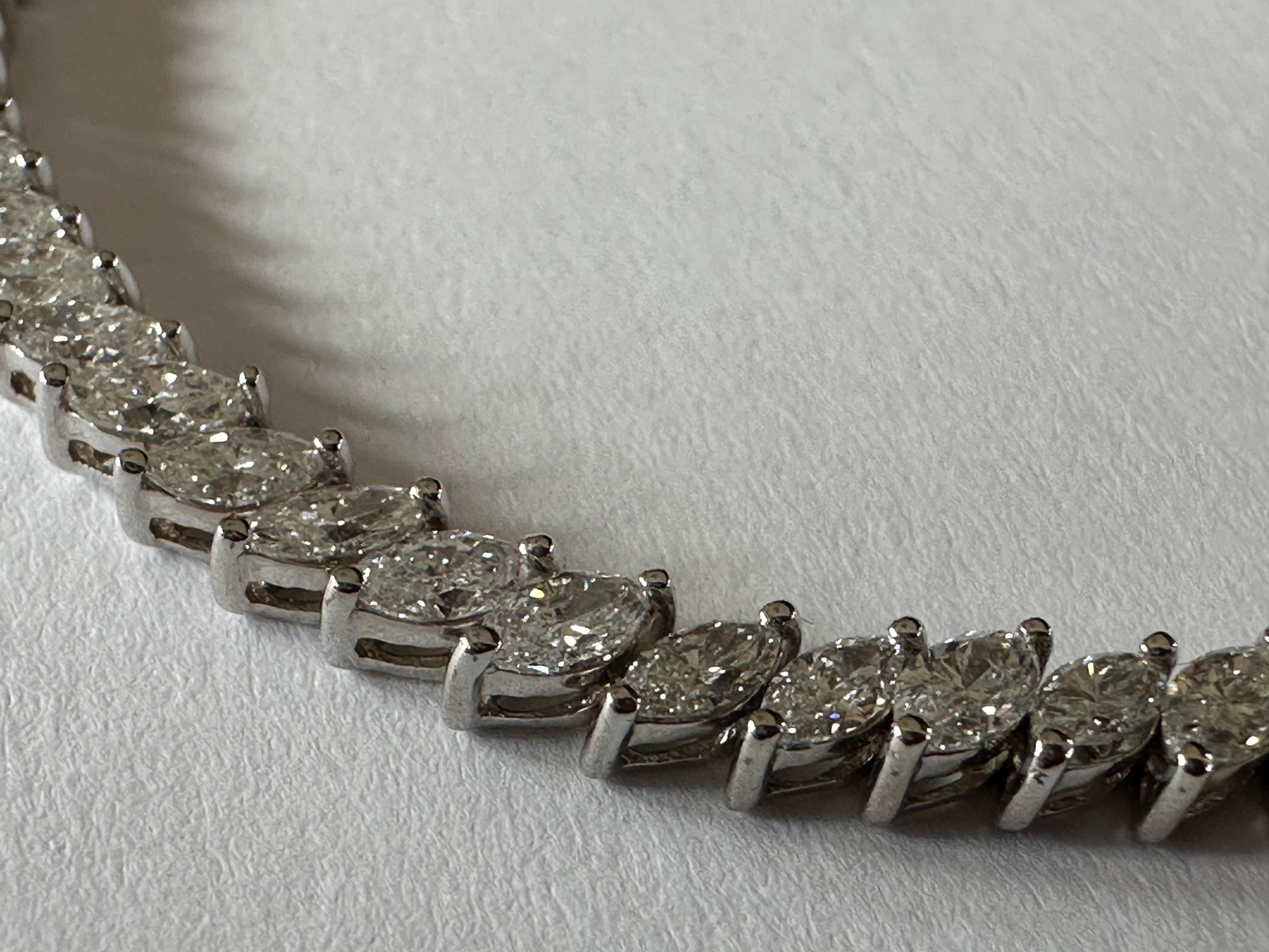 Women's 7.18 Carat Marquise-Cut Diamond Tennis Bracelet  For Sale