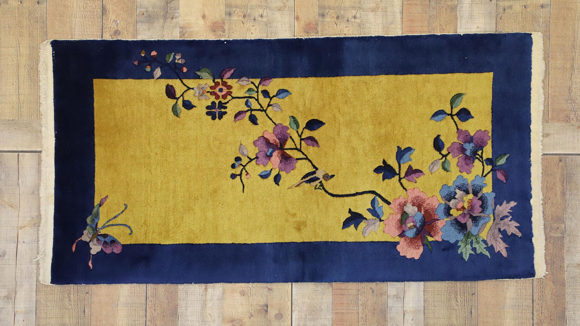 Wool Antique Chinese Art Deco Style Rug Inspired by Walter Nichols
