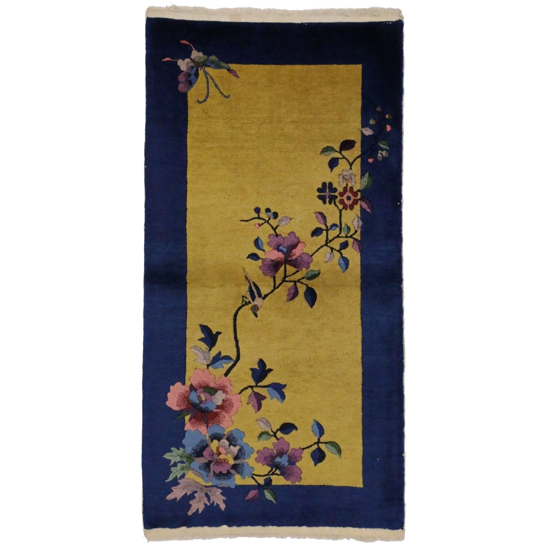 Antique Chinese Art Deco Style Rug Inspired by Walter Nichols