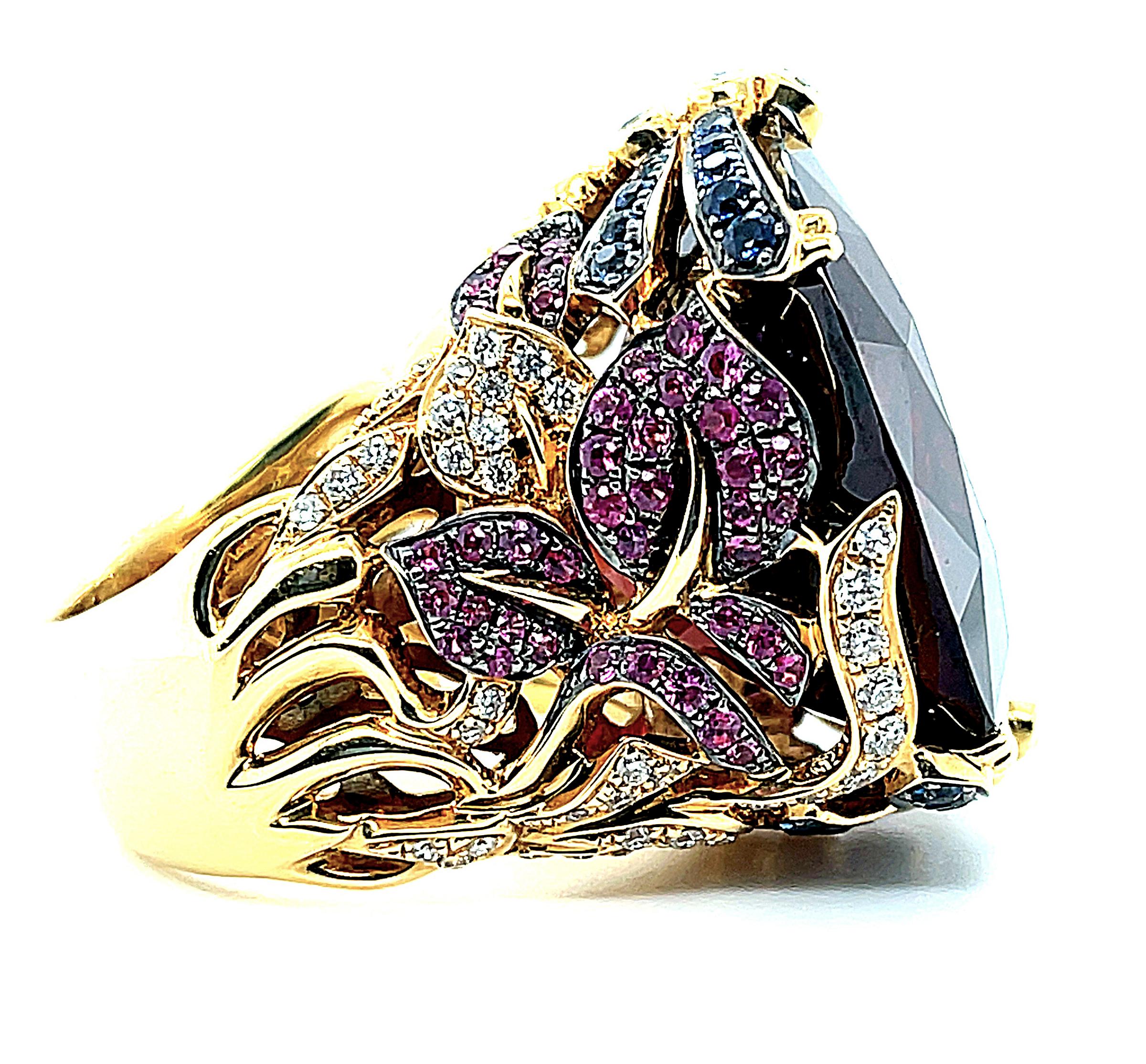 garnet ruby and sapphire ring