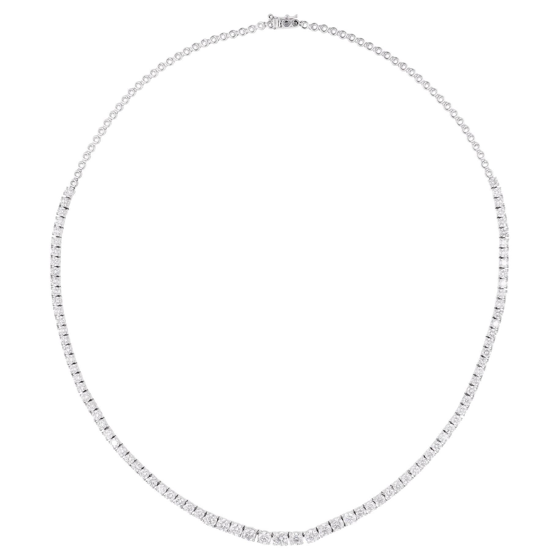 7.18Ct SI/H Round Brilliant Cut Natural Diamond Tennis Necklace 14k White Gold (collier de tennis en or blanc)