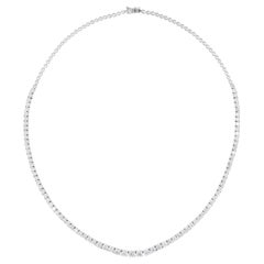 7.18Ct SI/H Round Brilliant Cut Natural Diamond Tennis Necklace 18k White Gold (Collier de tennis en or blanc)