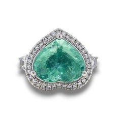 7.18ct Vivid Neon Blue-Green Copper-Bearing Paraiba Tourmaline Ring 18K Gold