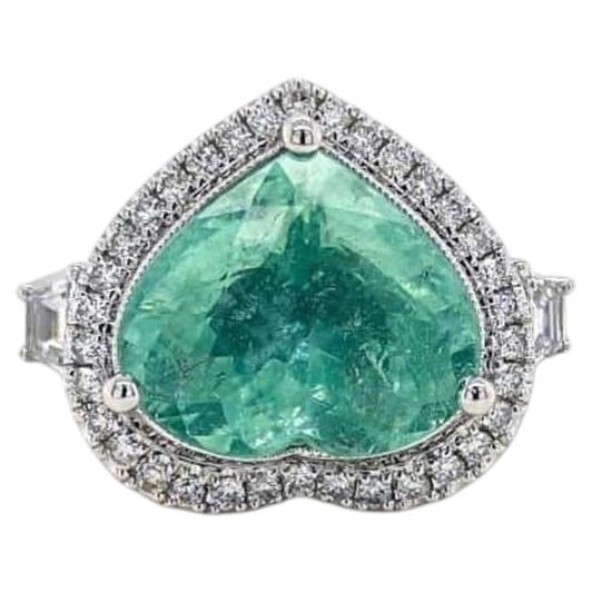 7.18ct Vivid Neon Blue-Green Copper-Bearing Paraiba Tourmaline Ring 18K Gold For Sale