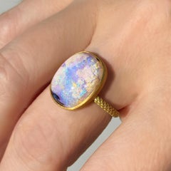 7.19 carat 3D Unicorn Opal Cabochon Yellow Gold Ring, Talkative 2025