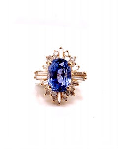 7.19 Carat Blue Sapphire and Diamond Cocktail Ring