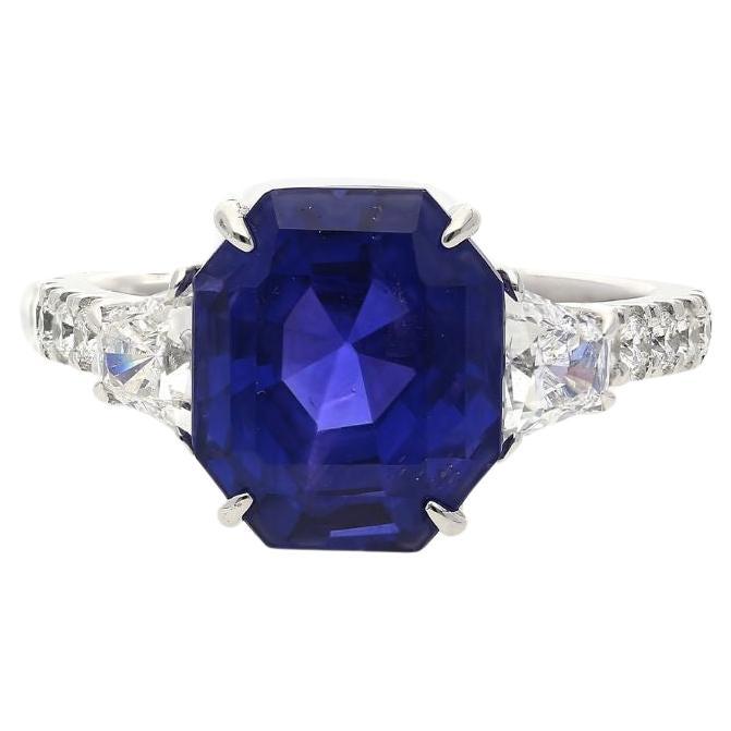 7.19 Carat Color Changing No Heat Ceylon Sapphire and Diamond Ring For Sale