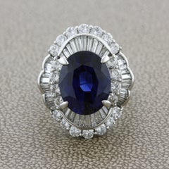 Bague en platine avec saphir non chauffé de 7,19 carats et diamants, certifiée GIA