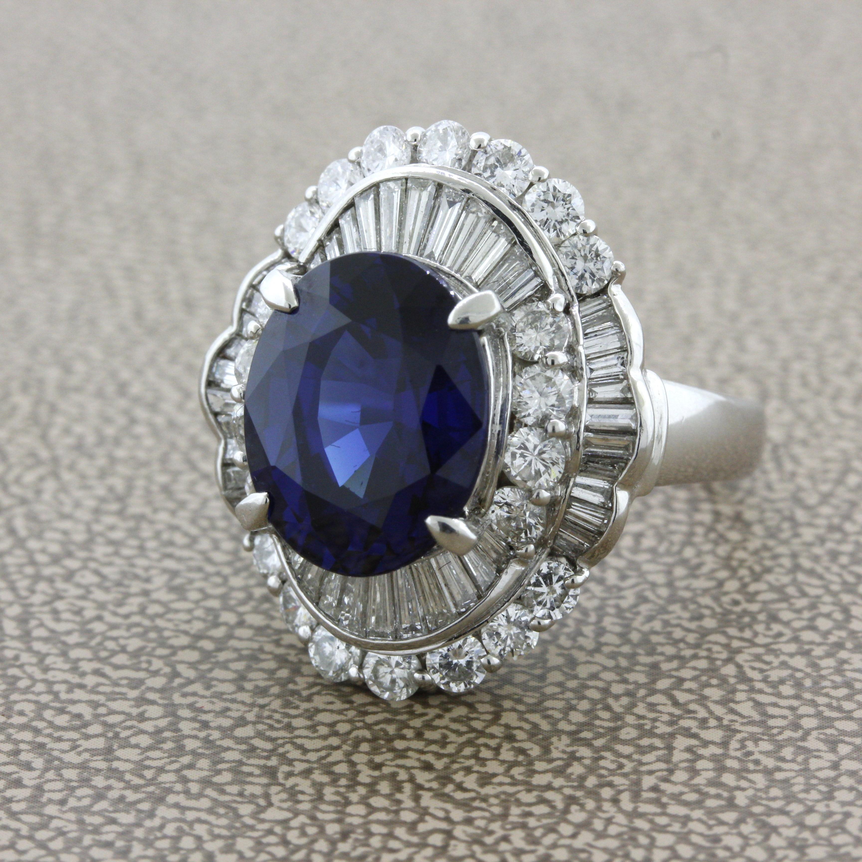 7.19 Carat No-Heat Sapphire Diamond Platinum Ring, GIA Certified In New Condition For Sale In Beverly Hills, CA