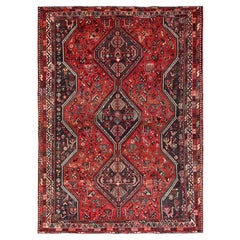 7
1"x10
Red Vintage Persian Shiraz with Animal Figurines Hand Knotted Wool Rug
