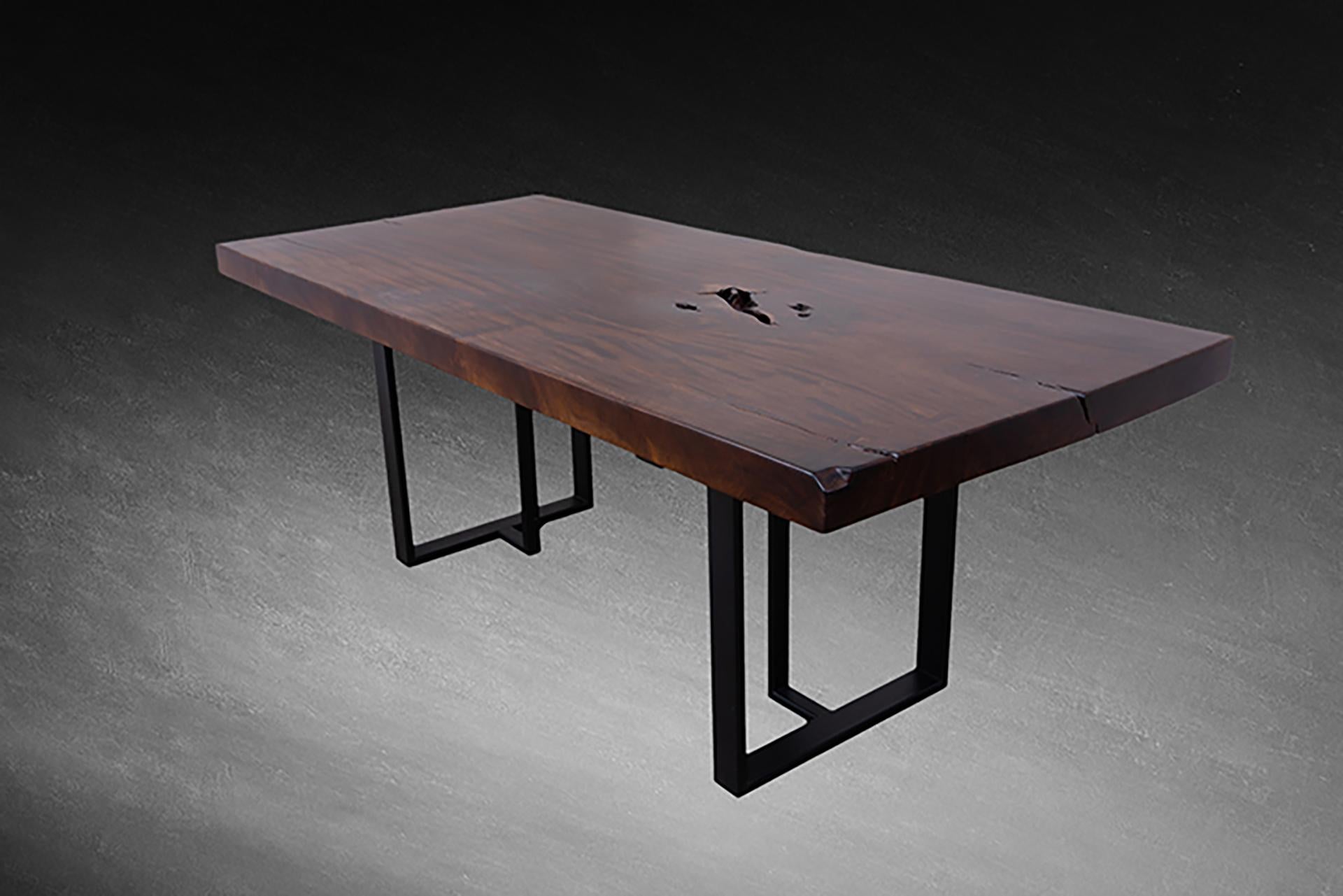 Hand-Crafted One of a Kind Acacia / Siam Walnut Dark Chocolate Slab Table For Sale
