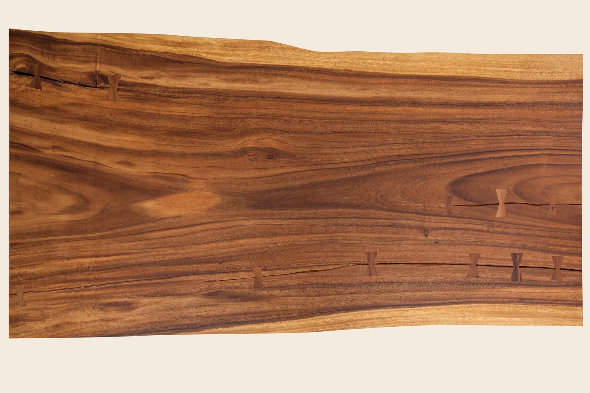 Contemporary Acacia Live Edge Limited Edition Slab Table in Smooth Natural Acacia For Sale