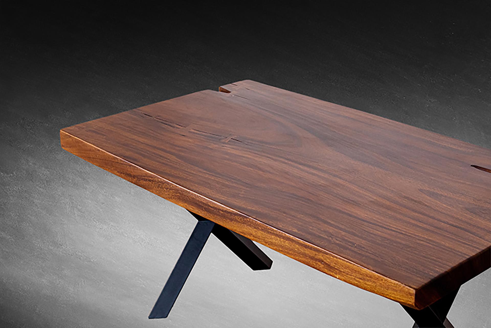 Thai Acacia Mission Limited Edition Slab Table in Smooth Dark Chocolate For Sale