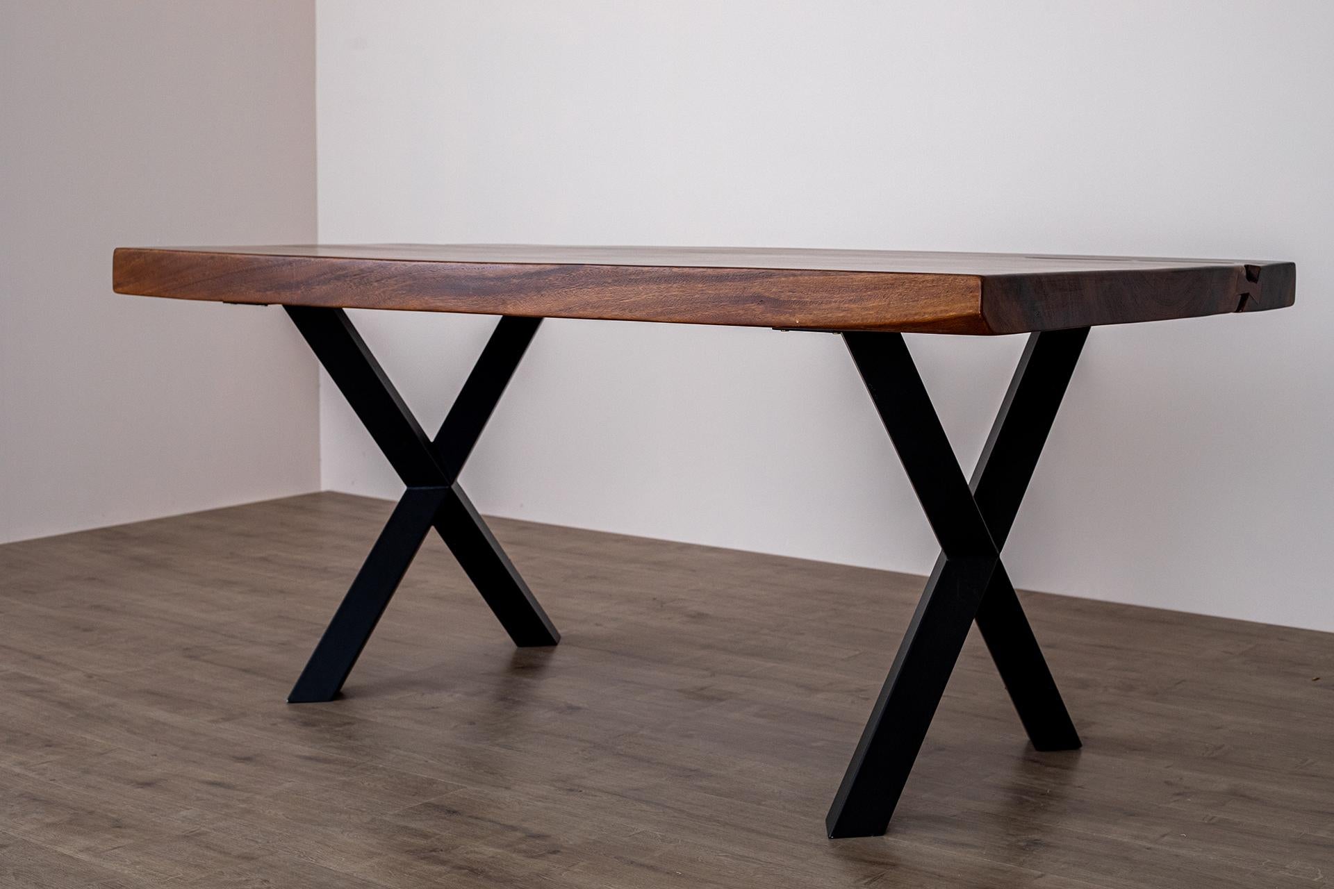 Hand-Crafted Acacia Mission Limited Edition Slab Table in Smooth Dark Chocolate For Sale