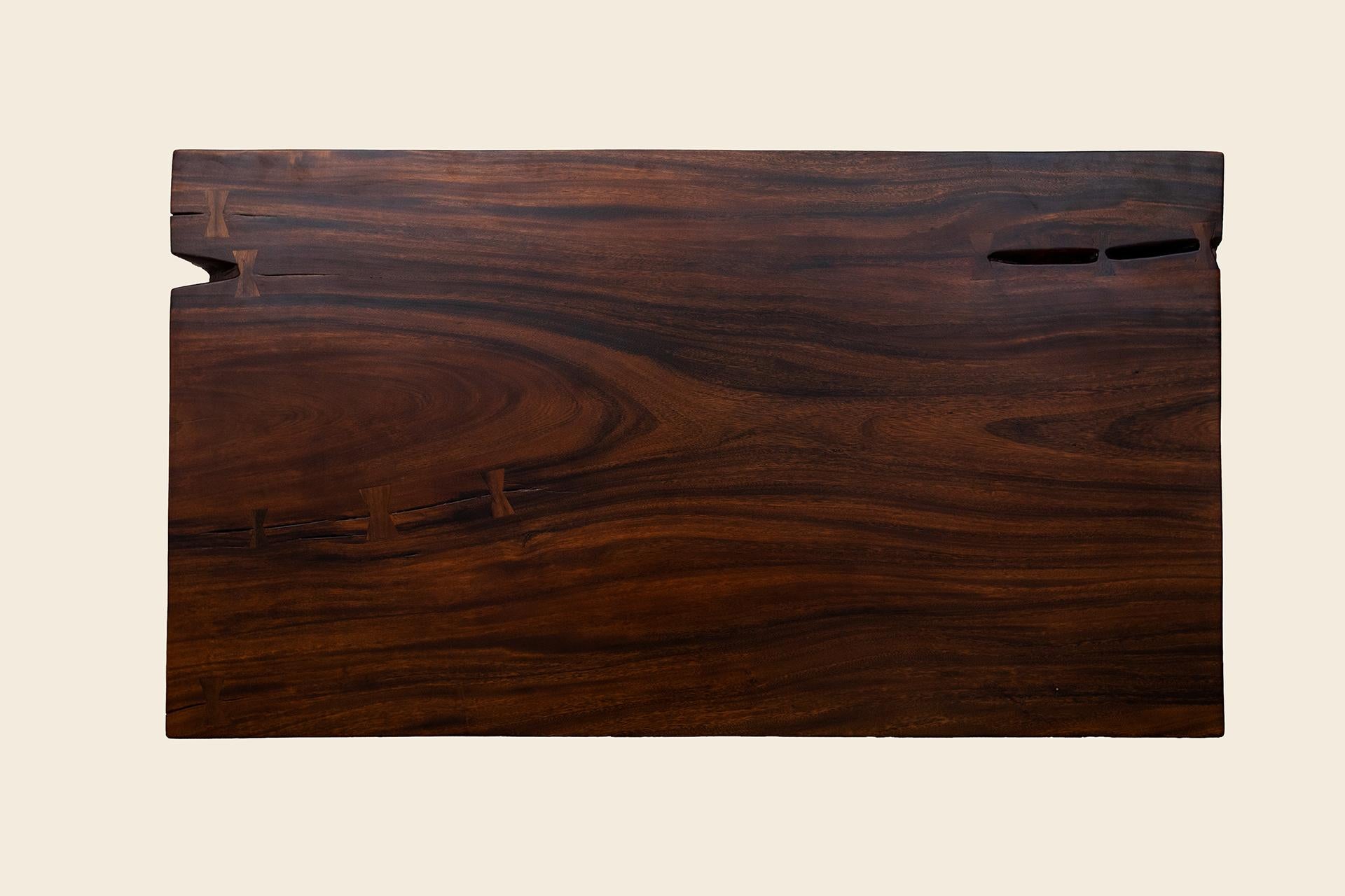 Contemporary Acacia Mission Limited Edition Slab Table in Smooth Dark Chocolate For Sale