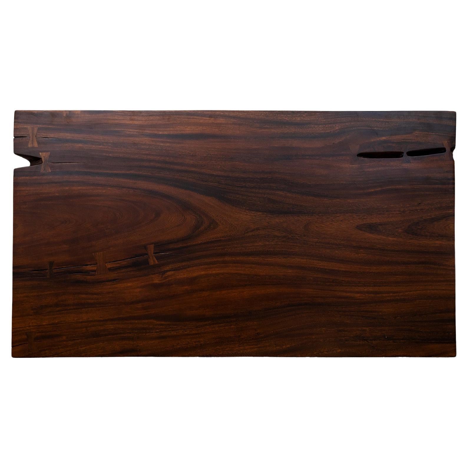 Acacia Mission Limited Edition Slab Table in Smooth Dark Chocolate For Sale