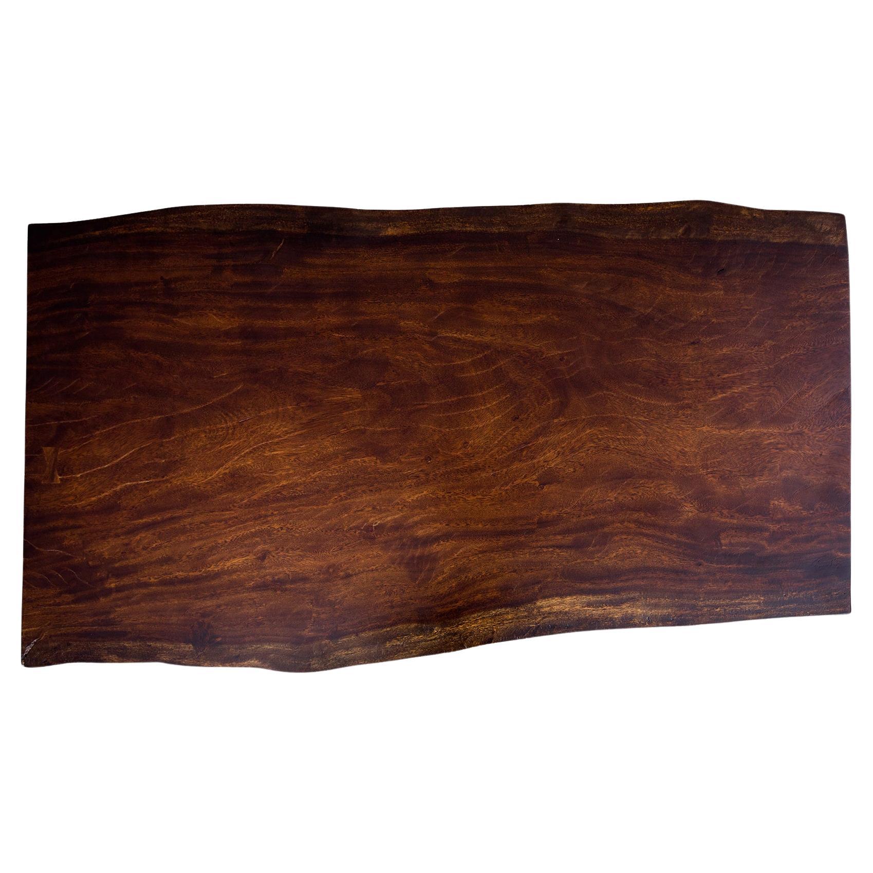 Acacia Live Edge Limited Edition Slab Table in Smooth Dark Chocolate For Sale