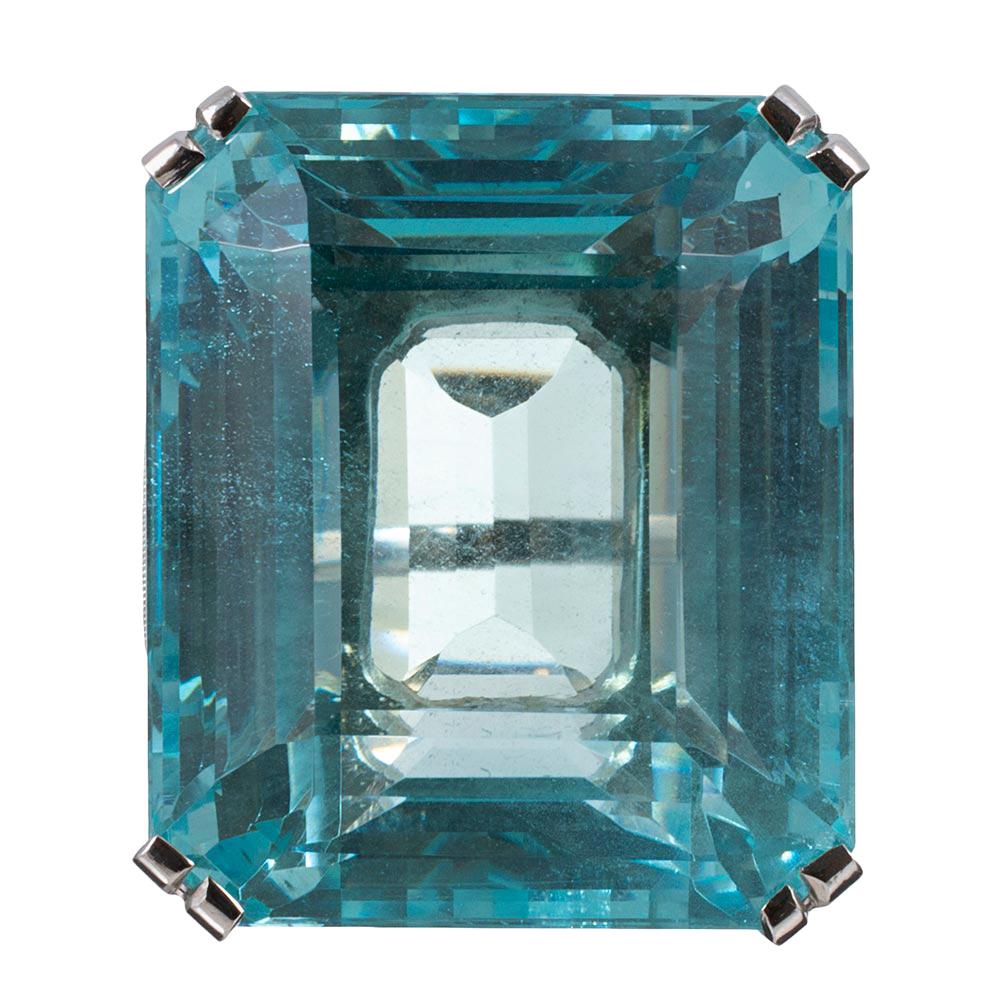 72 Carat Aquamarine and Diamond Ring