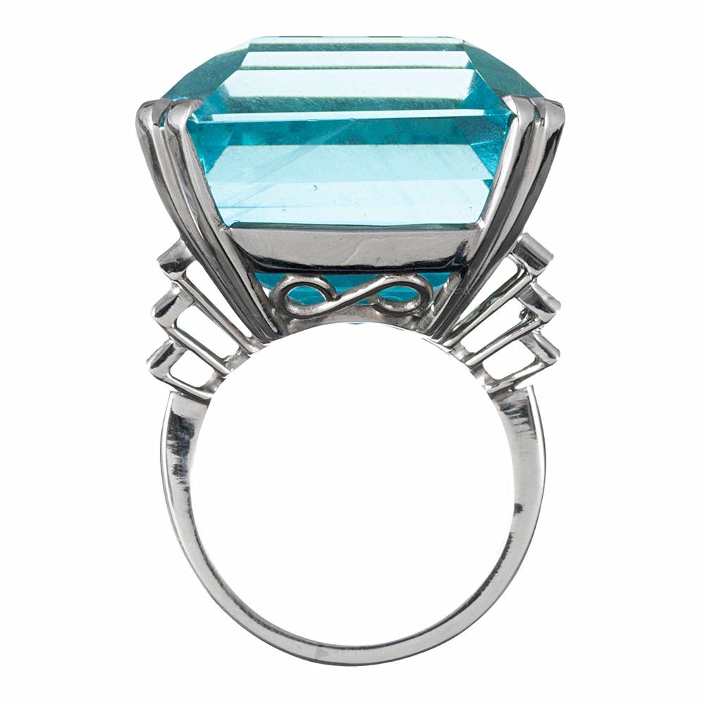 Women's 72 Carat Aquamarine and Diamond Ring