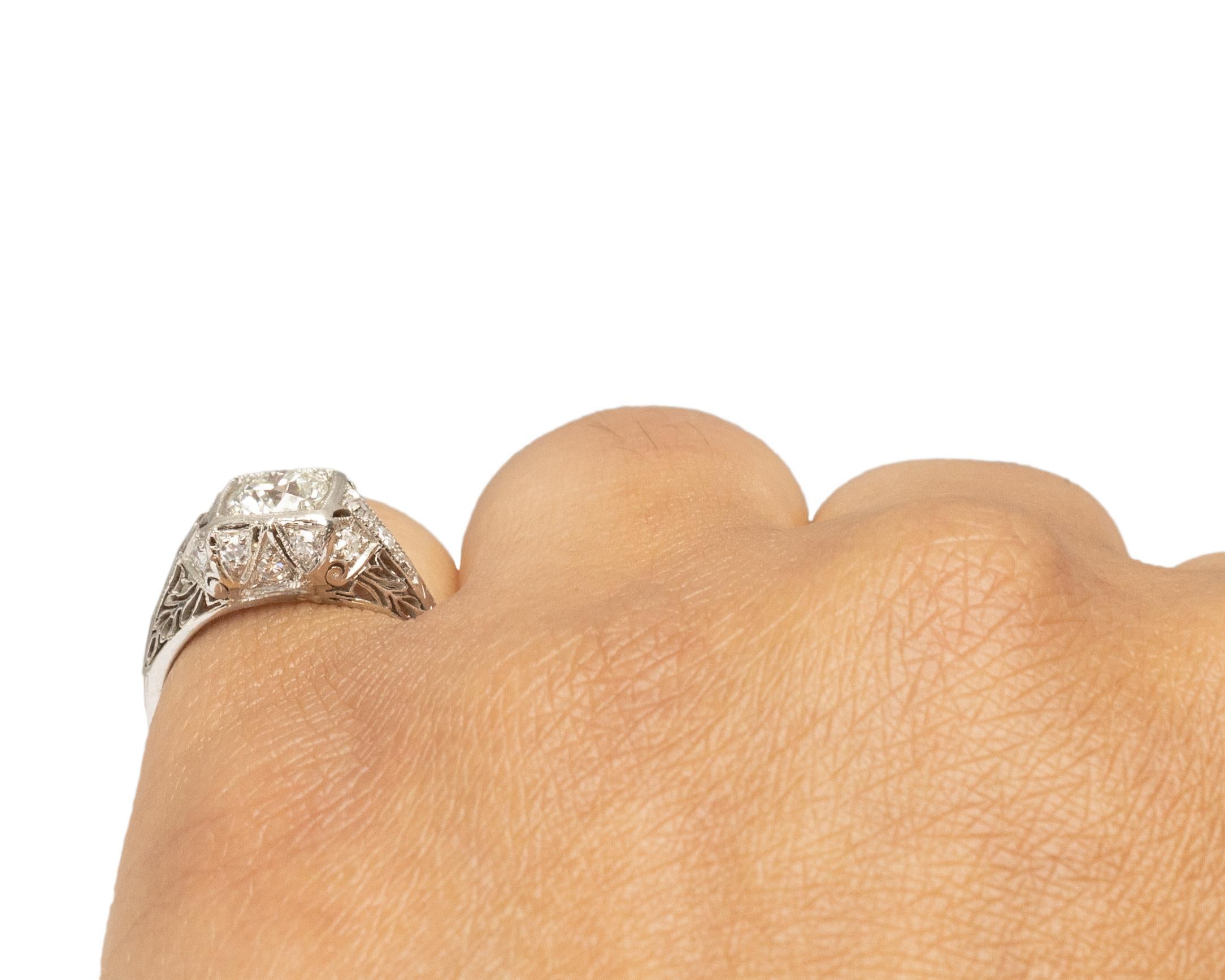 Women's .72 Carat Art Deco Diamond Platinum Engagement Ring For Sale