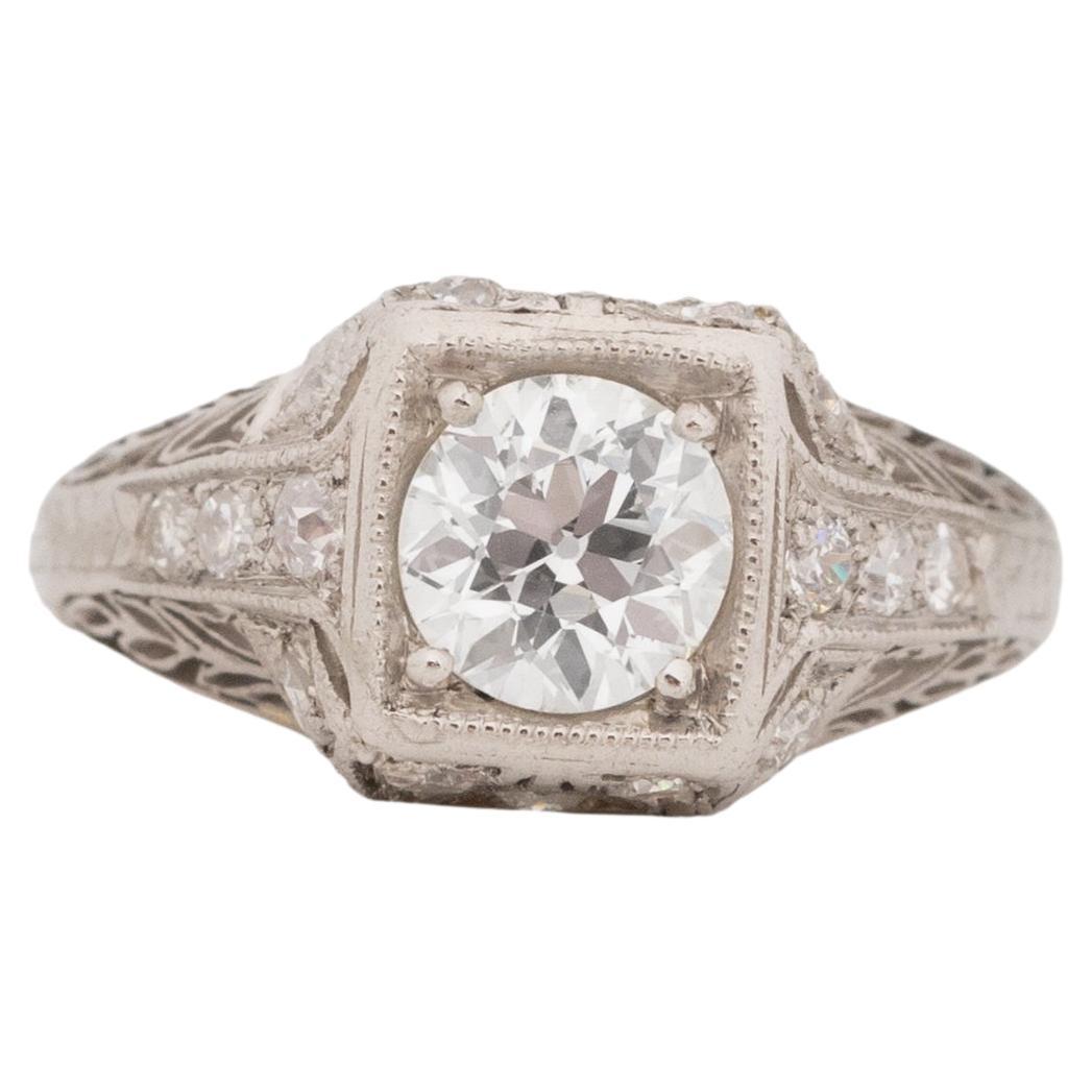 .72 Carat Art Deco Diamond Platinum Engagement Ring For Sale