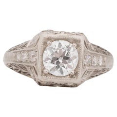 Vintage .72 Carat Art Deco Diamond Platinum Engagement Ring