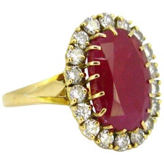 7.2 Carat Burmese Natural Ruby Diamonds Cluster Ring by Paillette, 18 Karat Gold