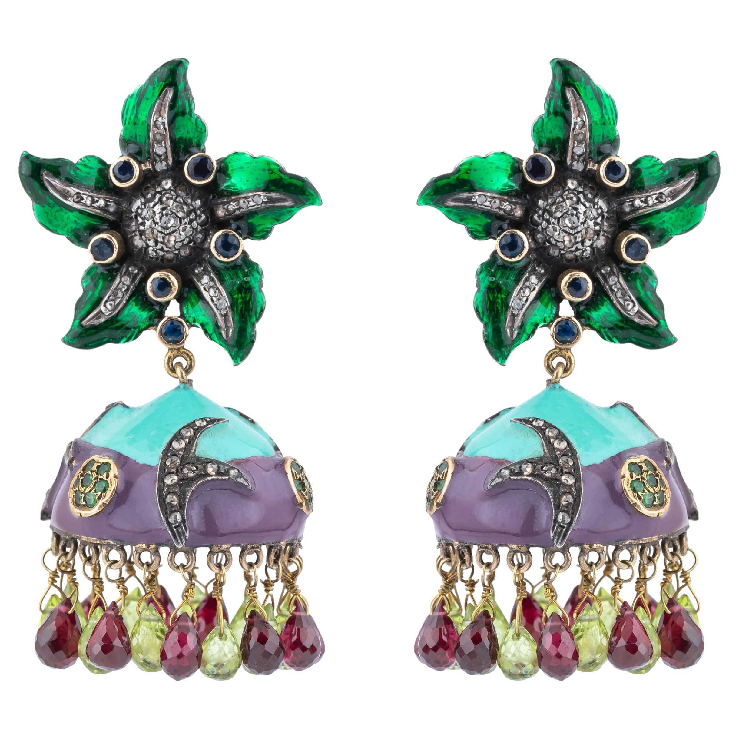 7.2 Carat Diamond and Mix Stones Drop Earrings