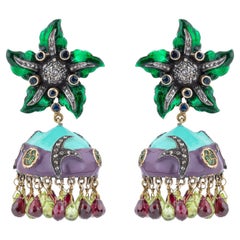 7.2 Carat Diamond and Mix Stones Drop Earrings