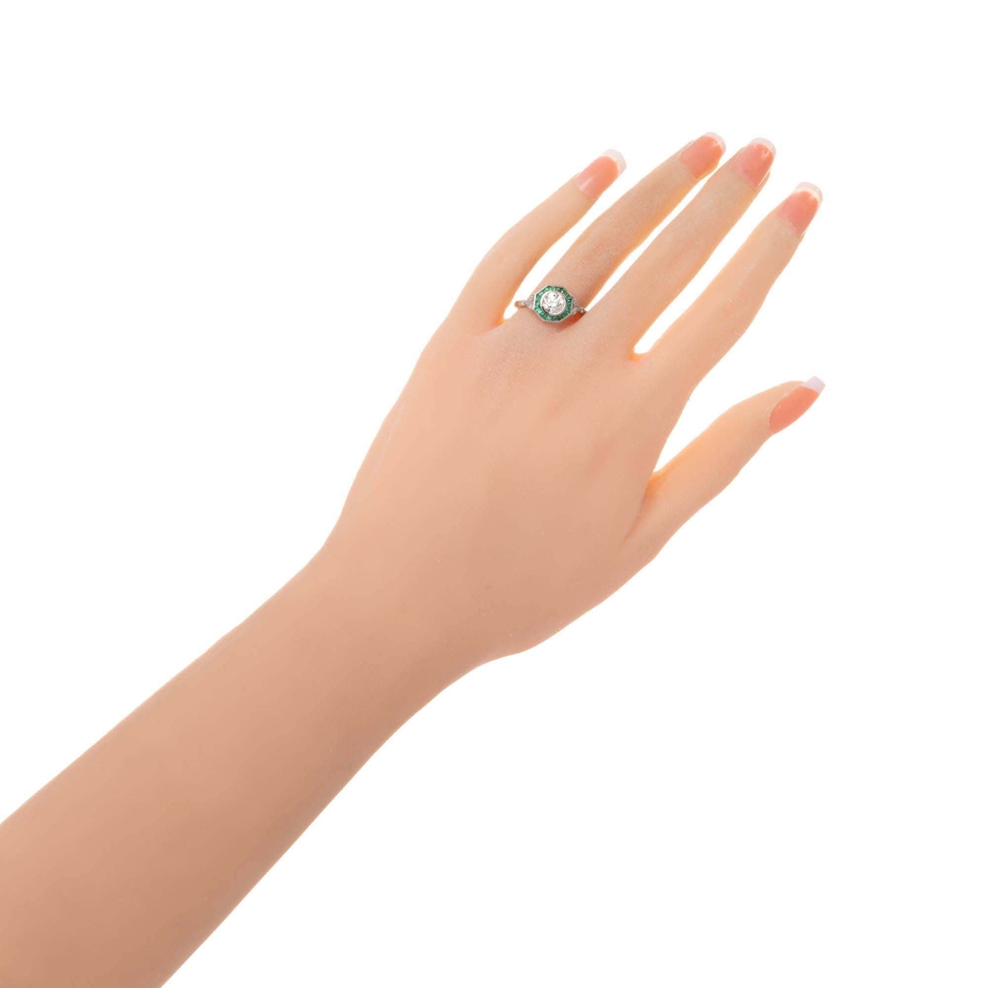 .72 Carat Diamond Emerald Halo Platinum Engagement Ring 1