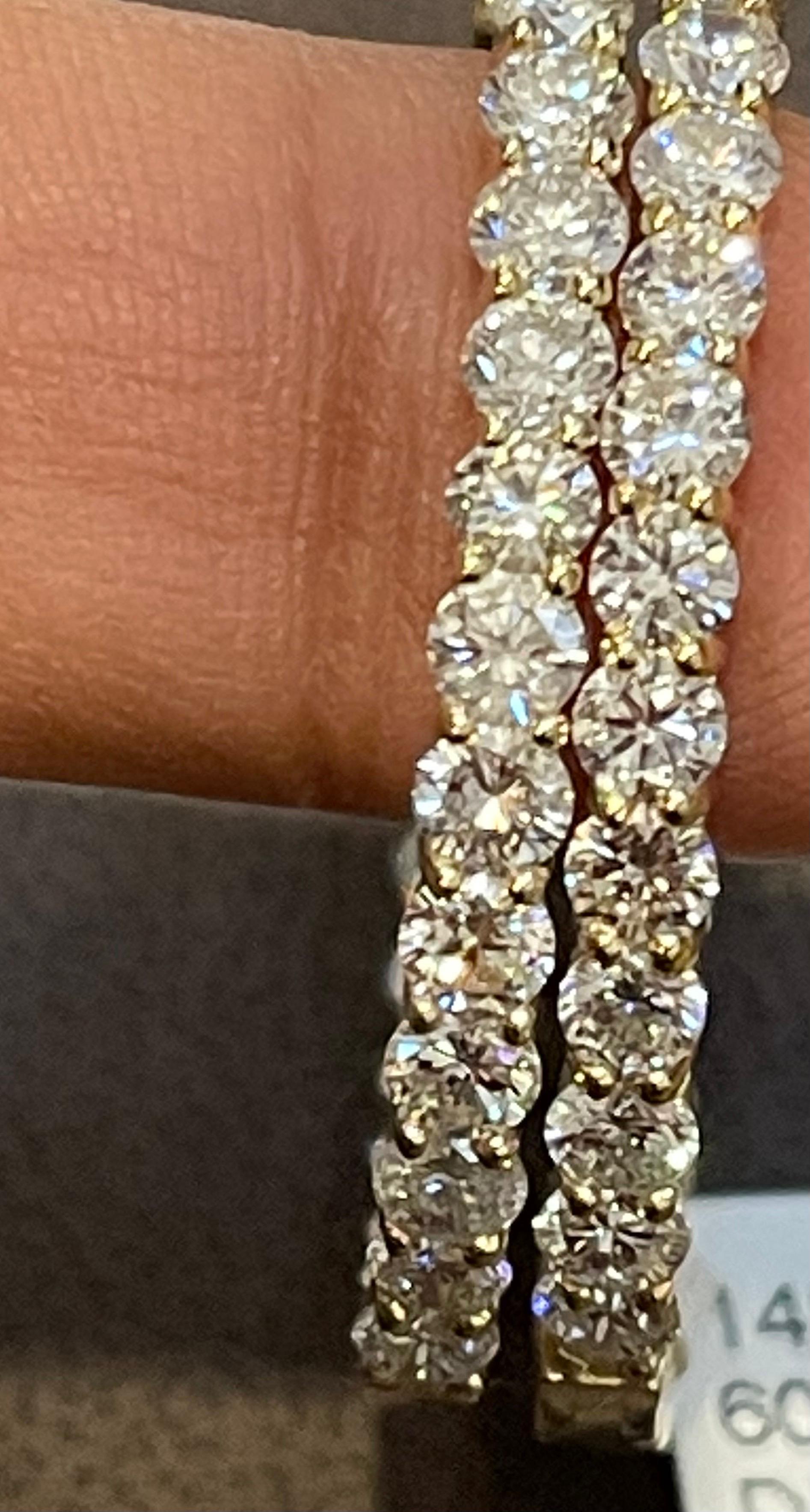 7.2 Carat Diamond Inside Out Hoop Gala Cocktail Earrings in 14 Karat Yellow Gold For Sale 9