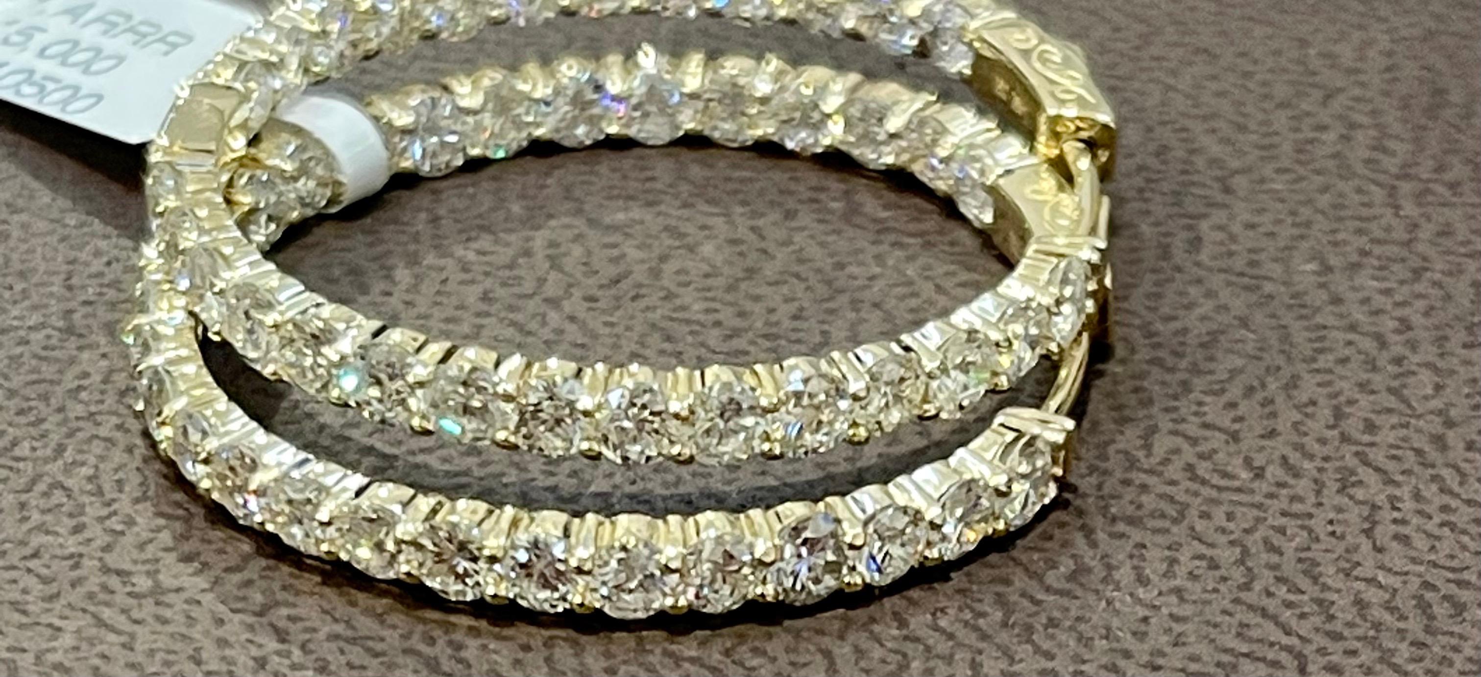 7.2 Carat Diamond Inside Out Hoop Gala Cocktail Earrings in 14 Karat Yellow Gold For Sale 10