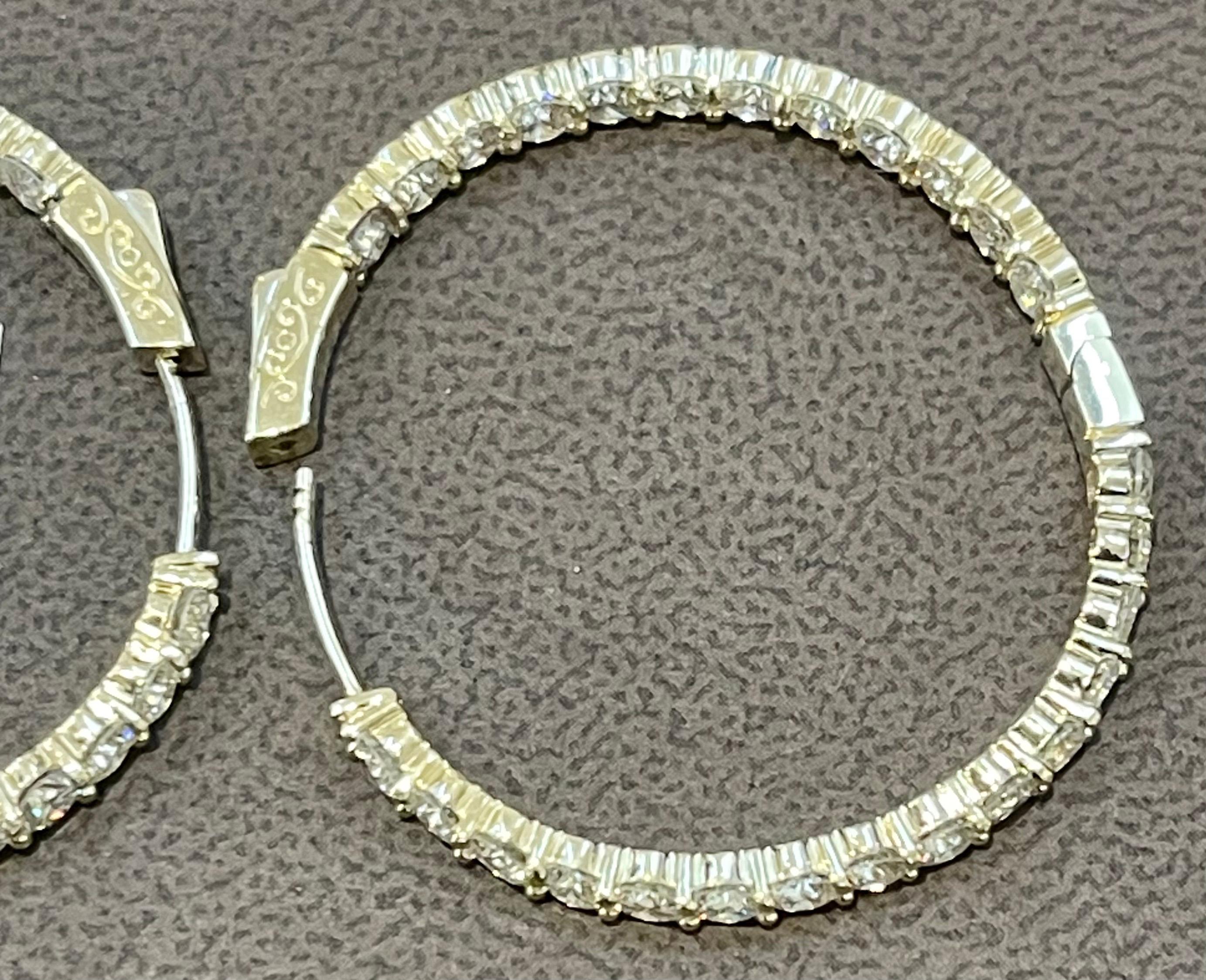 7.2 Carat Diamond Inside Out Hoop Gala Cocktail Earrings in 14 Karat Yellow Gold For Sale 11