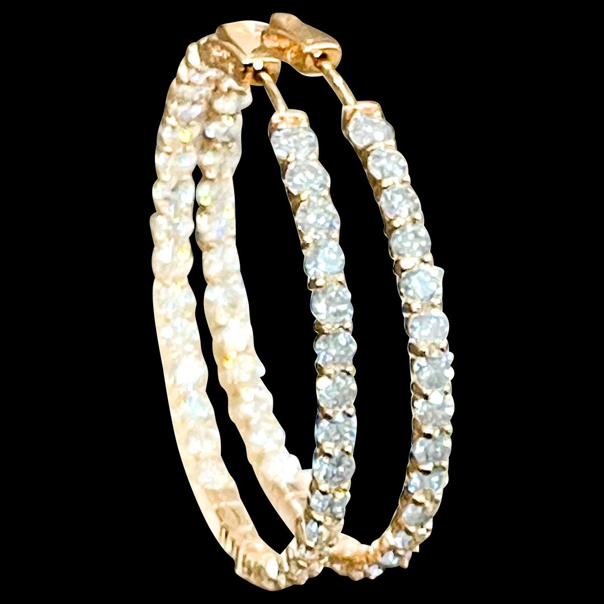 7.2 Carat Diamond Inside Out Hoop Gala Cocktail Earrings in 14 Karat Yellow Gold For Sale 13