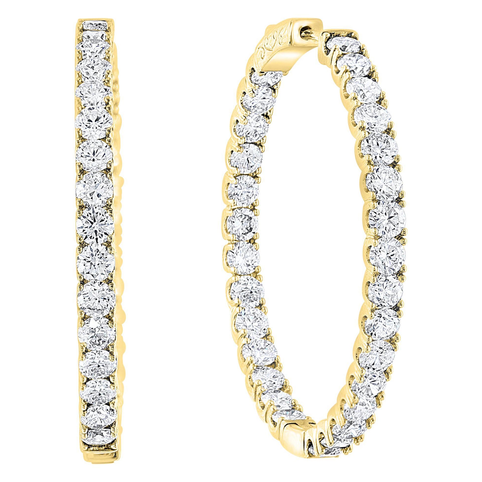 7,2 Karat Diamant Inside Out Hoop Gala Cocktail-Ohrringe aus 14 Karat Gelbgold