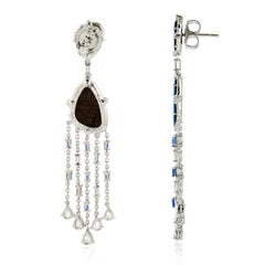 7.2 Carat Opal Sapphire Diamond 14 Karat Gold Earrings