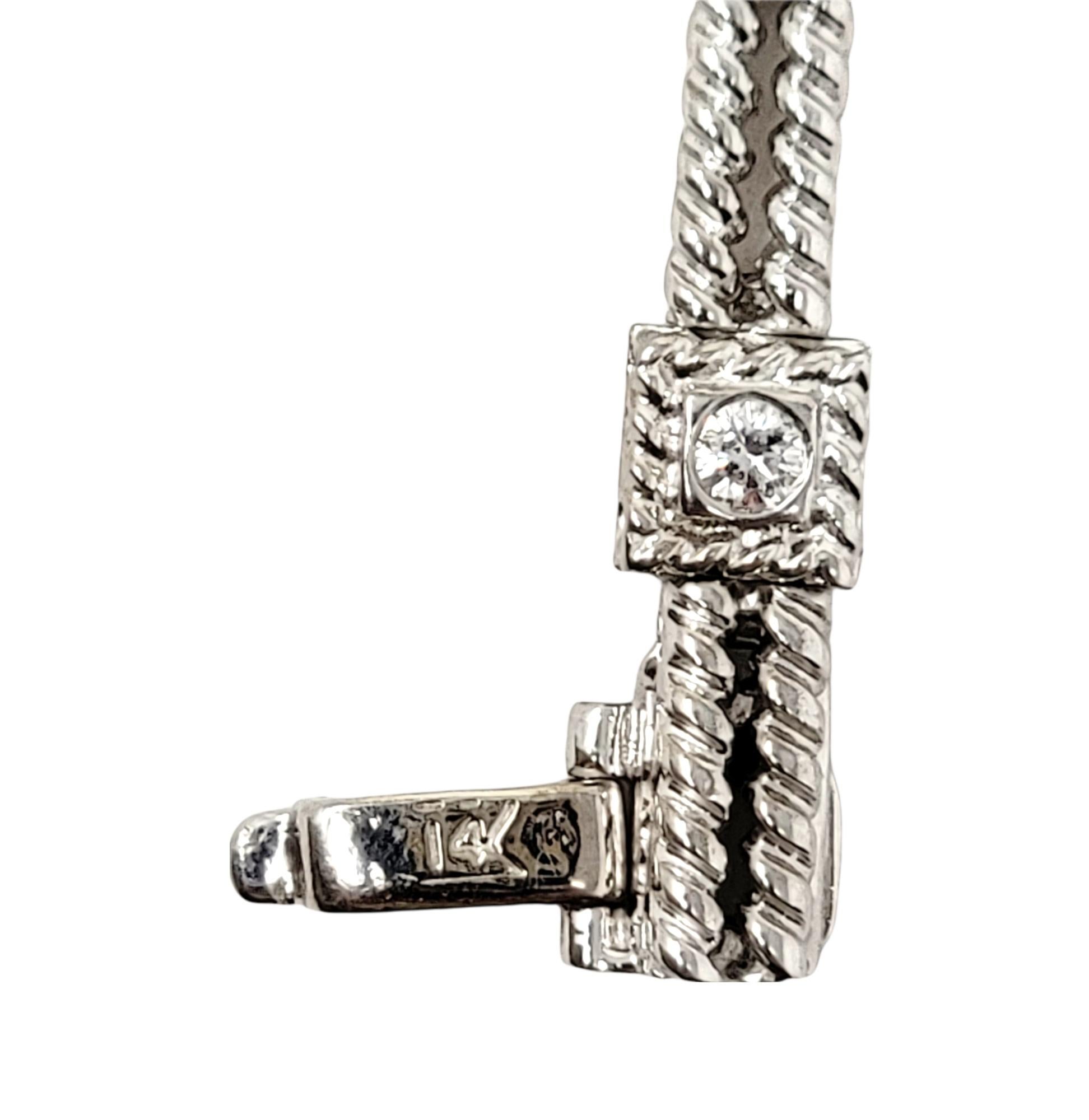 .72 Carat Round Diamond Station Twisted Link Bracelet in 14 Karat White Gold For Sale 7