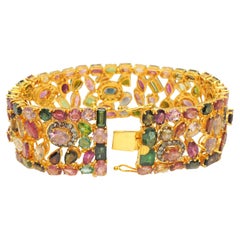 72 carat Tourmaline Diamond Cuff, Multi color Tourmaline Bangle